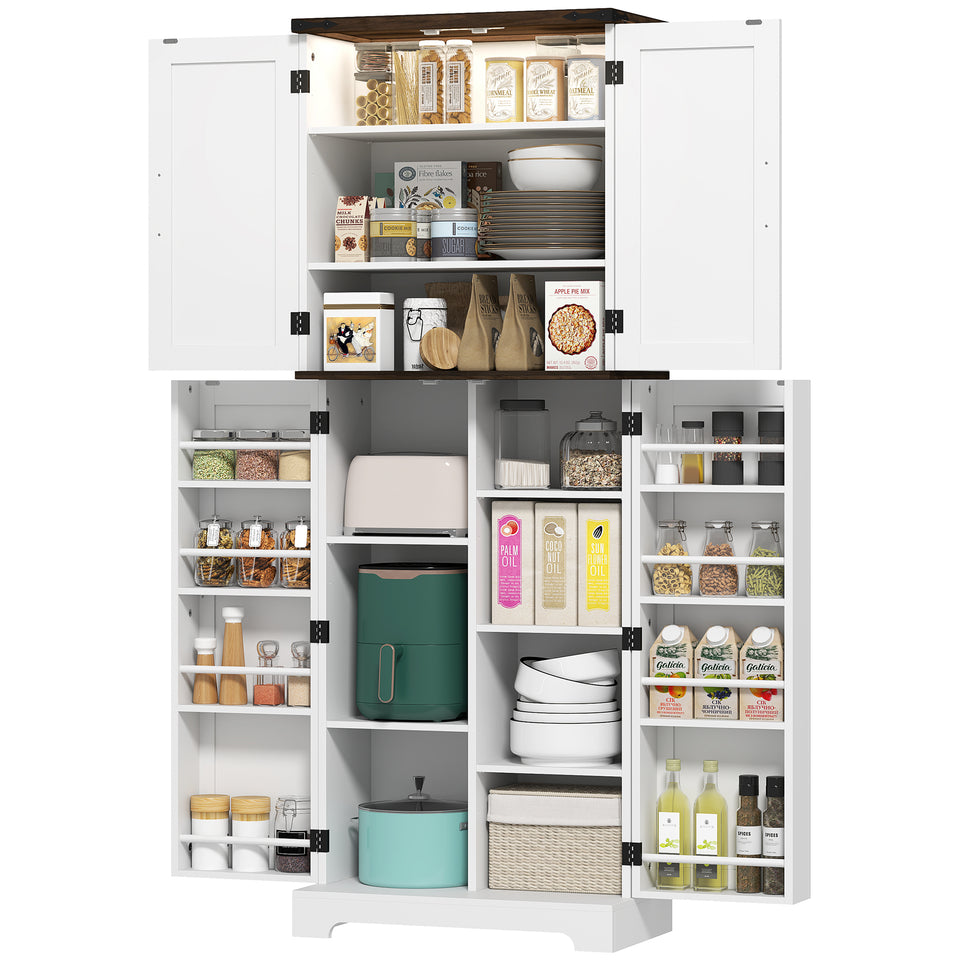 64" Tall Kitchen Pantry Cabinet with Motion Sensor Light