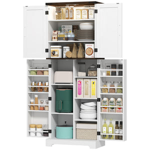 64" Tall Kitchen Pantry Cabinet with Motion Sensor Light